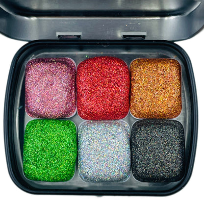 Galaxy set for Handmade Chunky Holo glitter watercolor paints half pans in Tin case