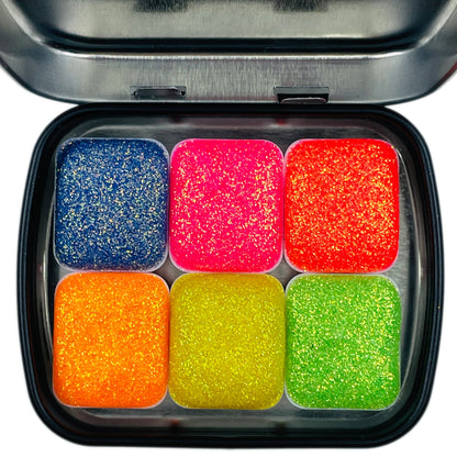 Jelly bean set Handmade Chunky glitter watercolor paints half pans in Tin case