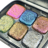 Jewel set handmade watercolor paints half pans in tin case