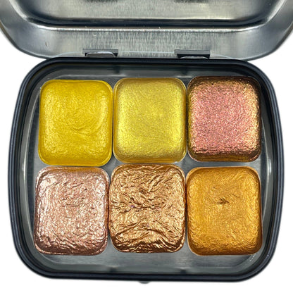 Gold set Handmade Shimmer Metallic Watercolor Paints Half