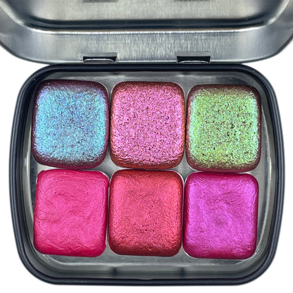 Red set Handmade Shimmer Metallic Chameleon Colorshift Watercolor Paint Half By iuilewatercolors