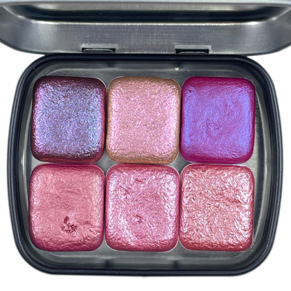 Pink set Handmade Shimmer Metallic Chameleon Colorshift Watercolor Paint Half By iuilewatercolors