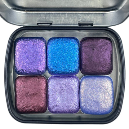 Purple set Handmade Shimmer Metallic Chameleon Colorshift Watercolor Paint Half By iuilewatercolors