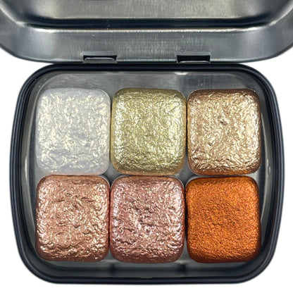 Gold sparkle set GDSP Handmade Shimmer Metallic Watercolor Paints Half