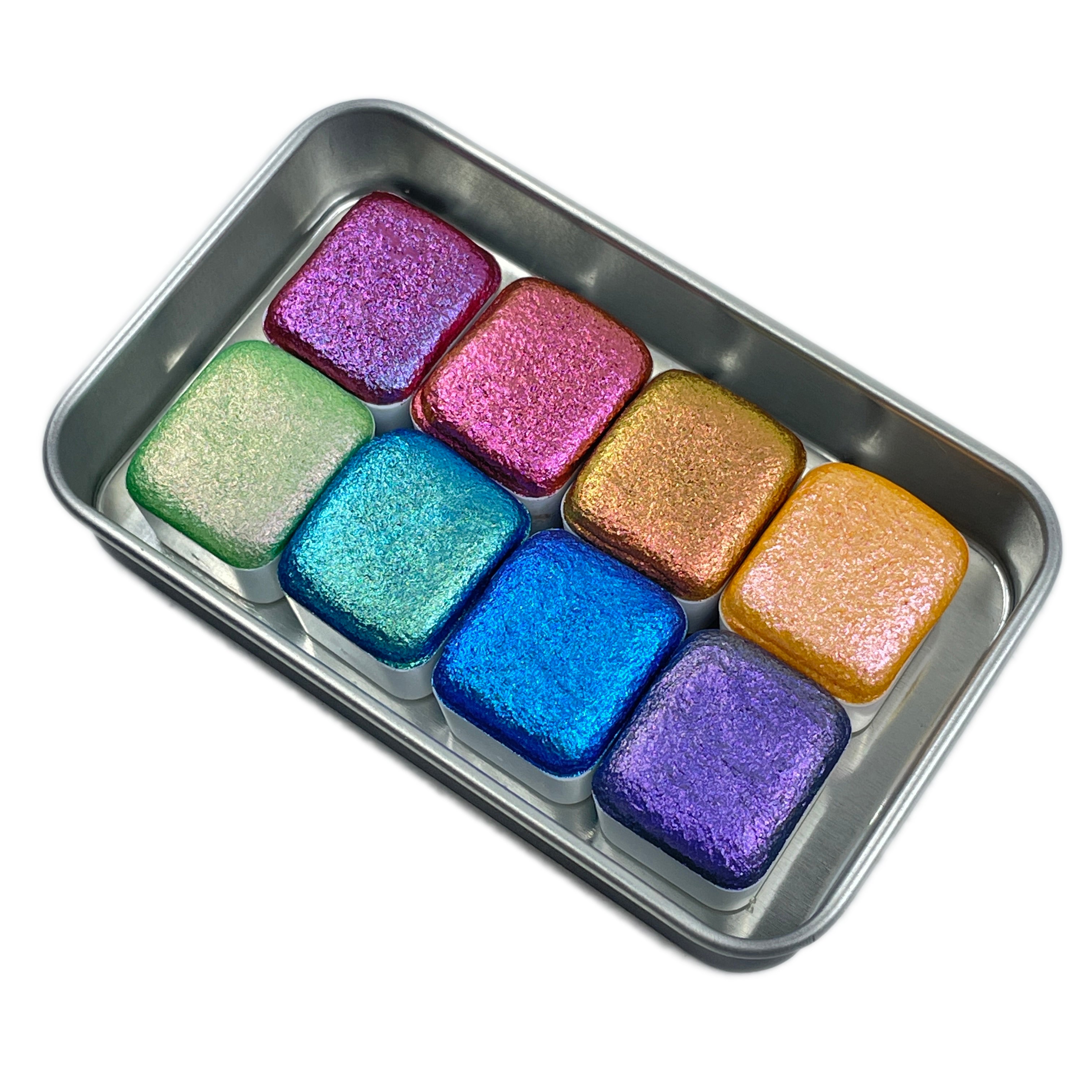 The 'Holiday Twinkle' Palette - Chameleon FLAKES store (Set of 12 Quarter Pans) - Handmade Watercolours