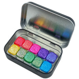 The Artist Set flakes mica Handmade Shimmer Sparkle watercolor paint half pans