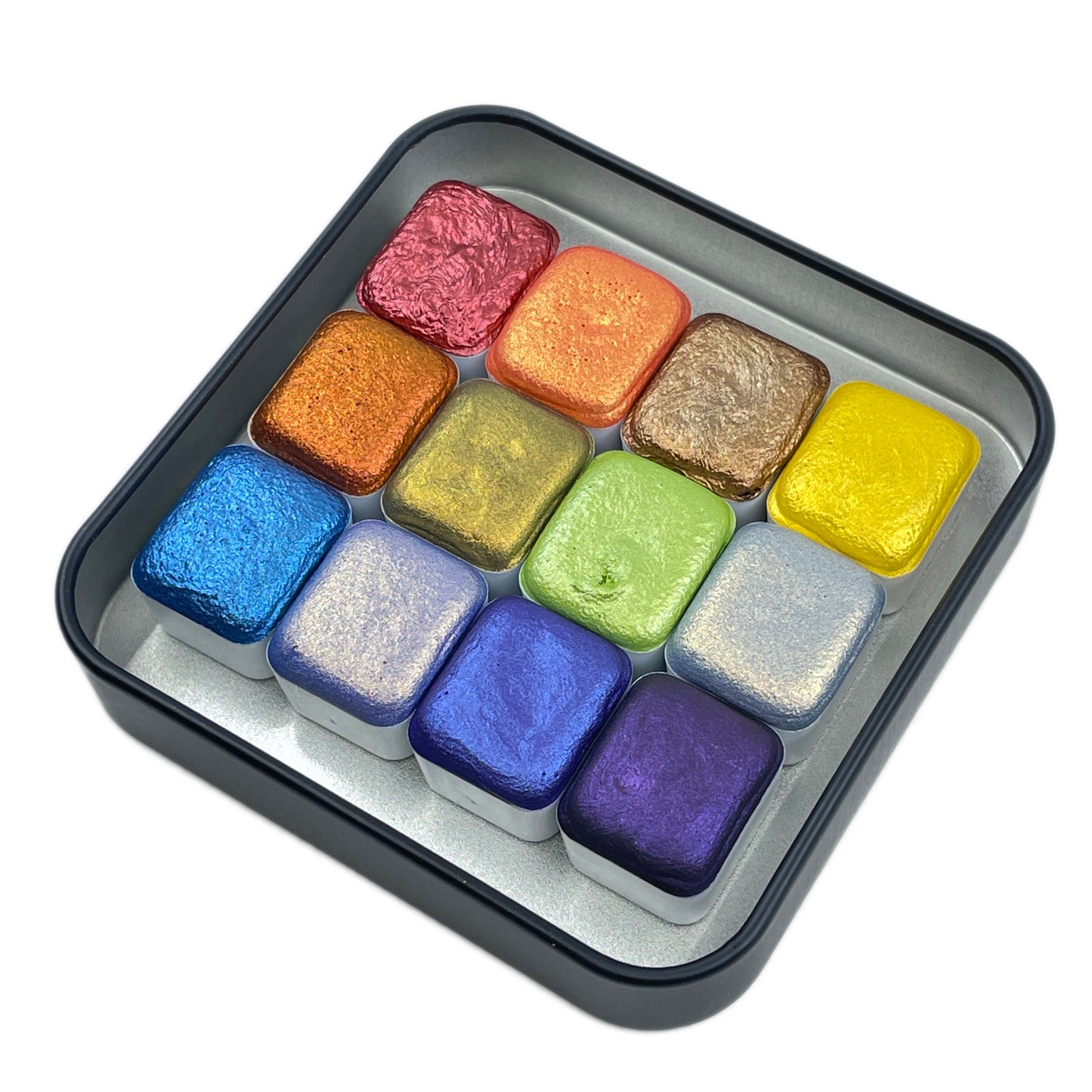 Mica H12 D set Handmade Shimmer Watercolor Paint half pans