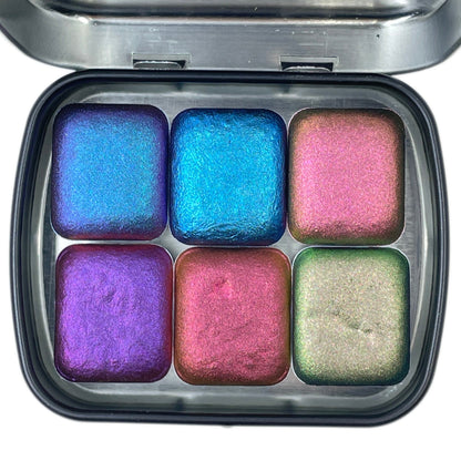 6H Handmade Shimmer Metallic Chameleon Colorshift Watercolor Paint Half By iuilewatercolors