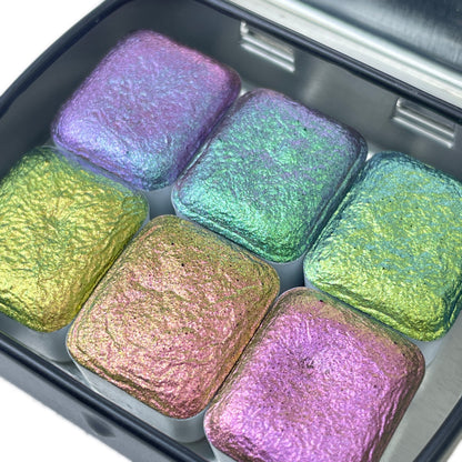 Pearl CS Half set (23 to 28)Handmade color shift watercolor paints half pans