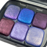 Purple set Handmade Shimmer Metallic Chameleon Colorshift Watercolor Paint Half By iuilewatercolors