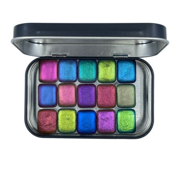 Q15 Set Color shift Watercolor Quarter pan set in Tin case