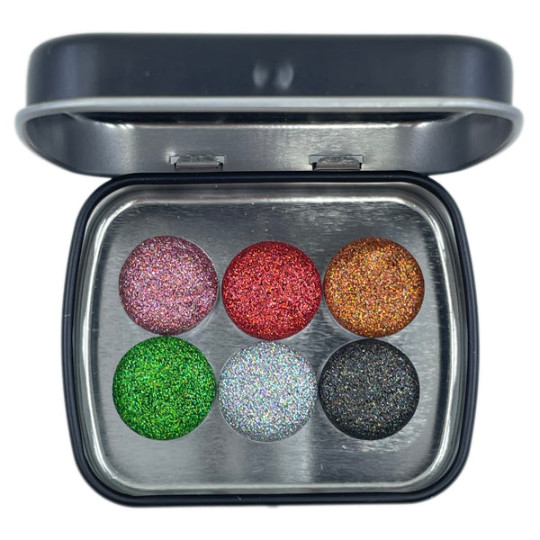 Button Galaxy set for Handmade Chunky Holo glitter watercolor paints half pans in Tin case