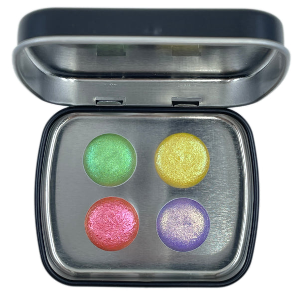 Button  set handmade shimmer watercolor colorshift paint