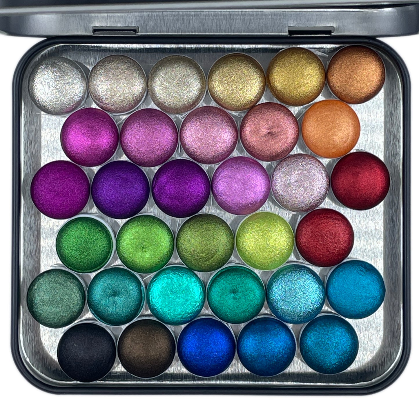 Button Christmas set handmade chrome glittery watercolor paints