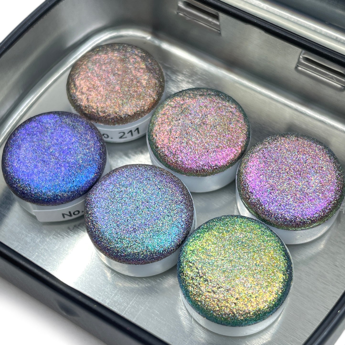 Button Perfection Set Hologram Super Color Shift Chrome Handmade Shimmer Glitter Watercolor Paint