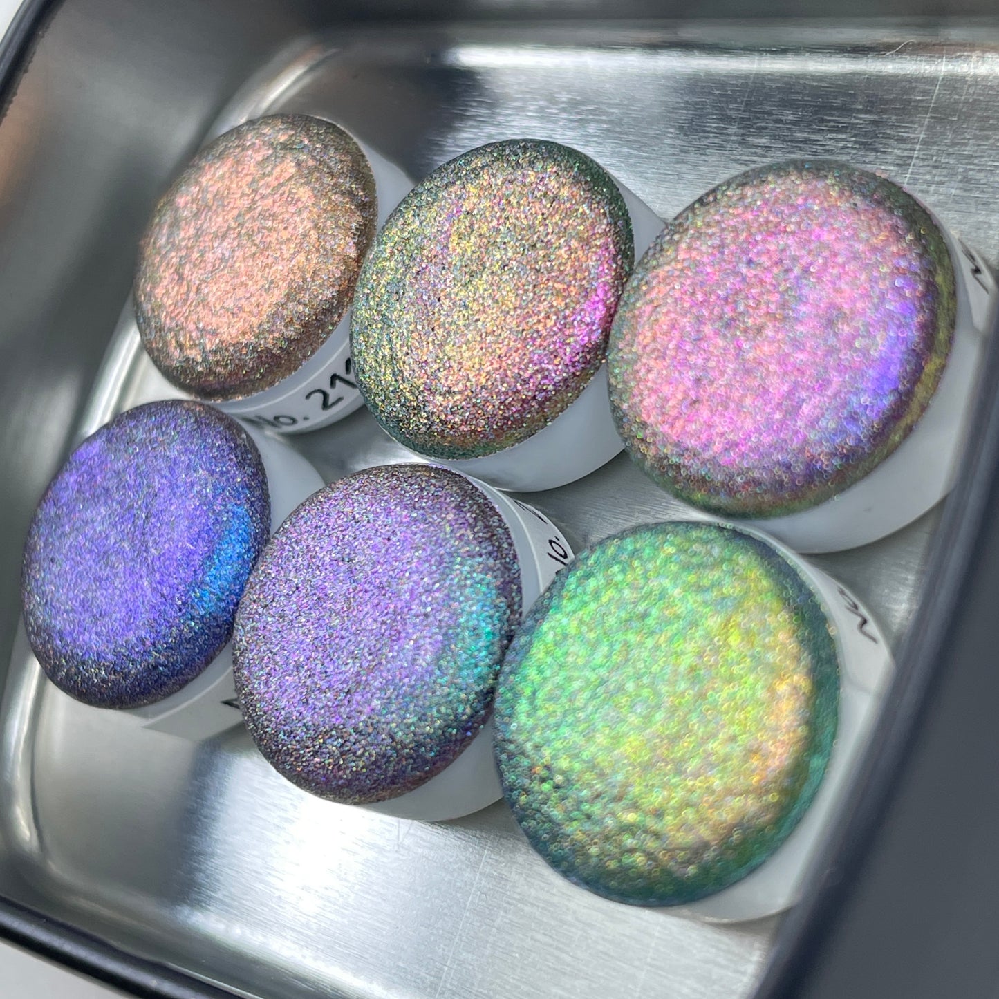 Button Perfection Set Hologram Super Color Shift Chrome Handmade Shimmer Glitter Watercolor Paint