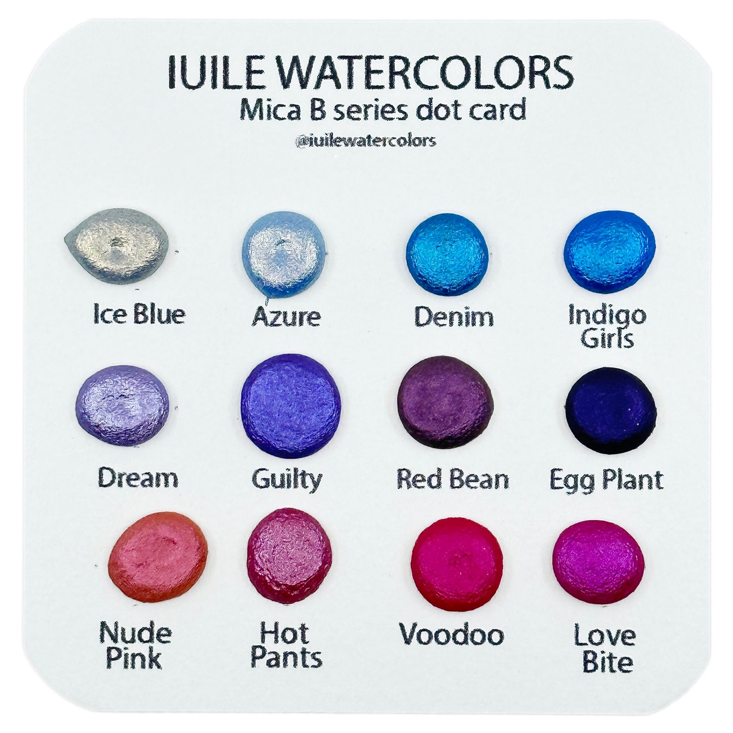 Mica Dot Card Tester Sampler Watercolor Shimmer Glittery Paints