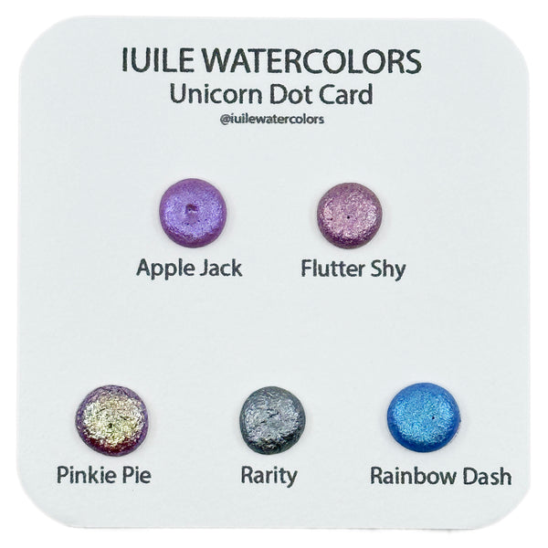 Unicorn Dot Card Tester Sampler Watercolor Shimmer Glittery Paints