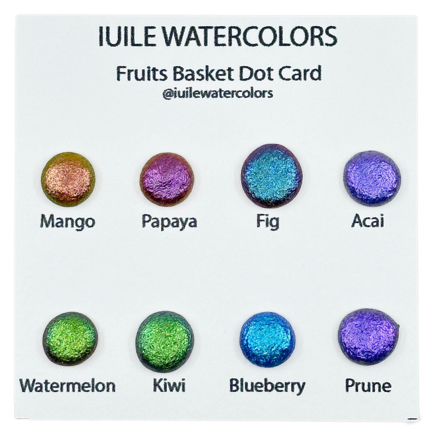 Fruits Basket Dot Card Tester Sampler Watercolor Shimmer Glittery Paints