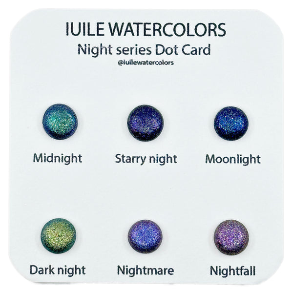 Night Dot Card Tester Sampler Watercolor Shimmer Glittery Paints