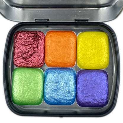 Rainbow2 set Handmade Metallic Mica Shimmer Watercolor Half Paint
