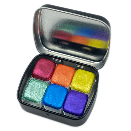 Rainbow1 set Handmade Shimmer Metallic Watercolor Paint Half By iuilewatercolors