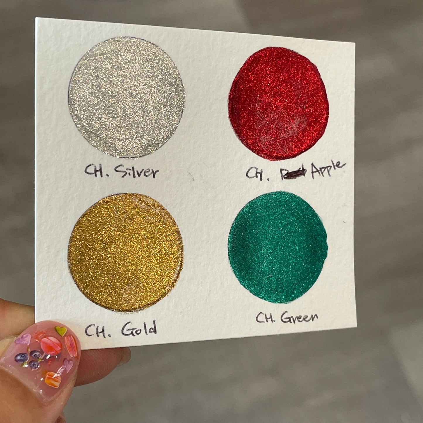 Merry Christmas set 4 Half Pan Handmade Chrome Shimmer Metallic Watercolor Paints by iuilewatercolors