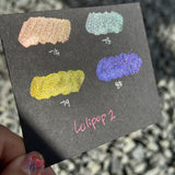 Lollipop2 Half Pan Handmade Color Shift Aurora Shimmer Metallic Chameleon Watercolor Paints by iuilewatercolors