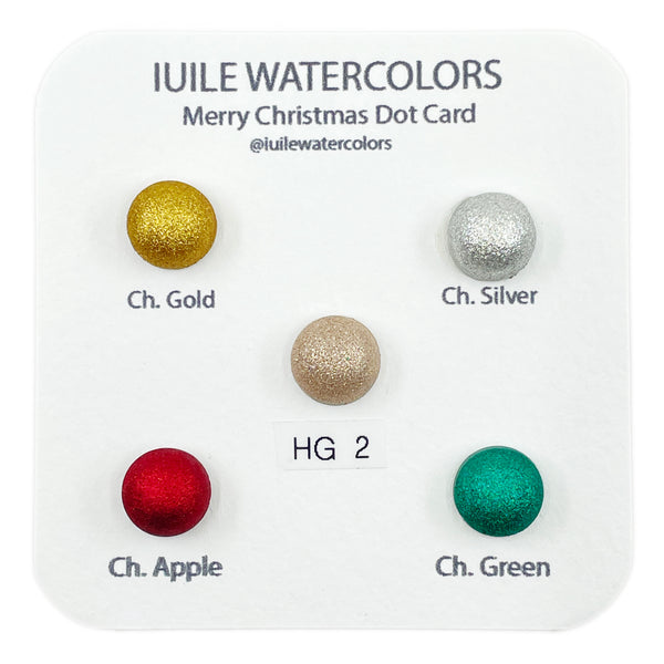 Merry Christmas Dot Card Tester Sampler Handmade Aurora Shimmer Metallic Watercolor Paints by iuilewatercolors