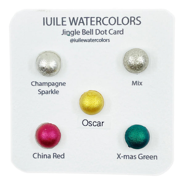 Jingle Bell Dot Card Tester Sampler Handmade Aurora Shimmer Metallic Watercolor Paints by iuilewatercolors