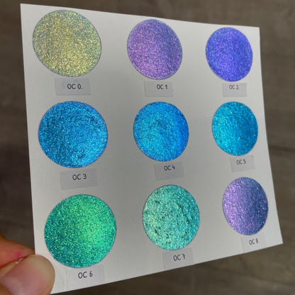 Oceans8 Half Set Handmade Color Shift Aurora Shimmer Metallic Chameleon Watercolor Paints by iuilewatercolors