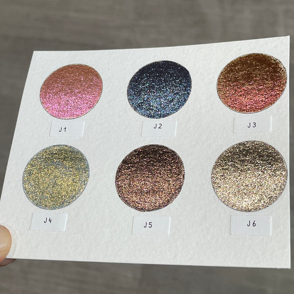 Button  set handmade shimmer watercolor colorshift paint