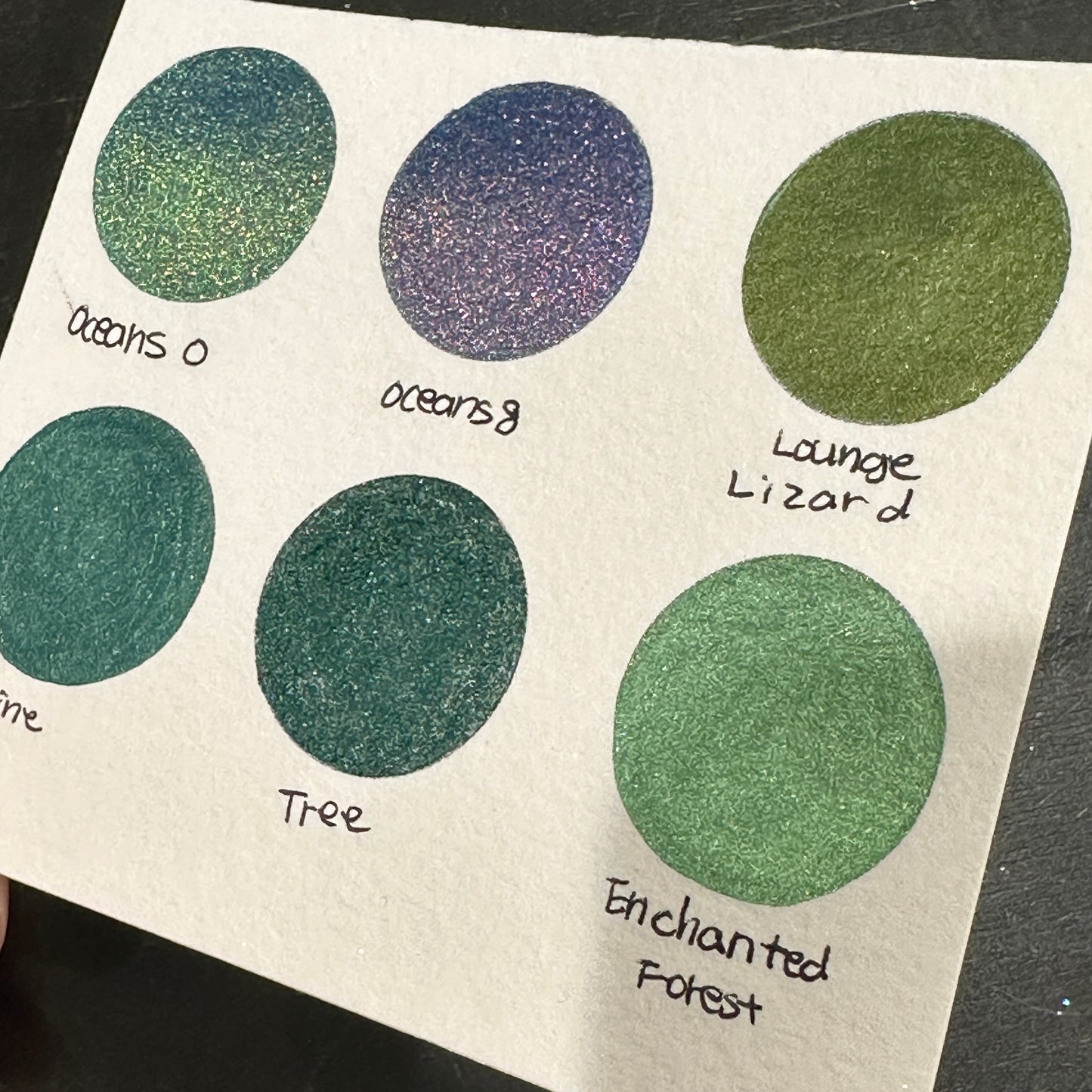 Green set Handmade Shimmer Metallic Chameleon Colorshift Watercolor Paint Half