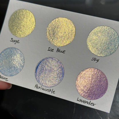 Blue Gold set watercolor paints Half pans