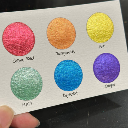Rainbow1 set Handmade Shimmer Metallic Watercolor Paint Half By iuilewatercolors