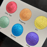 Rainbow1 set Handmade Shimmer Metallic Watercolor Paint Half By iuilewatercolors