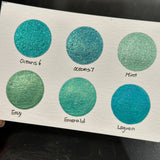 Teal set Handmade Shimmer Metallic Chameleon Colorshift Watercolor Paint Half By iuilewatercolors