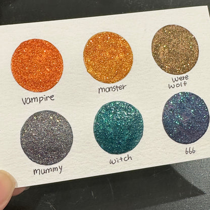 Halloween2021 Dot Card Handmade Chrome Super Color Shift Shimmer Watercolor Paints by iuilewatercolors