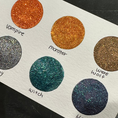 Halloween2021 Dot Card Handmade Chrome Super Color Shift Shimmer Watercolor Paints by iuilewatercolors