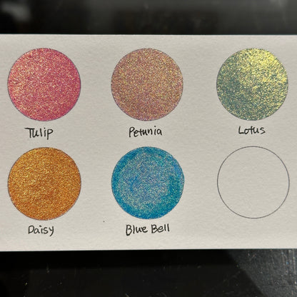 Flower Field Dot Card Handmade Chrome Super Color Shift Shimmer Watercolor Paints by iuilewatercolors