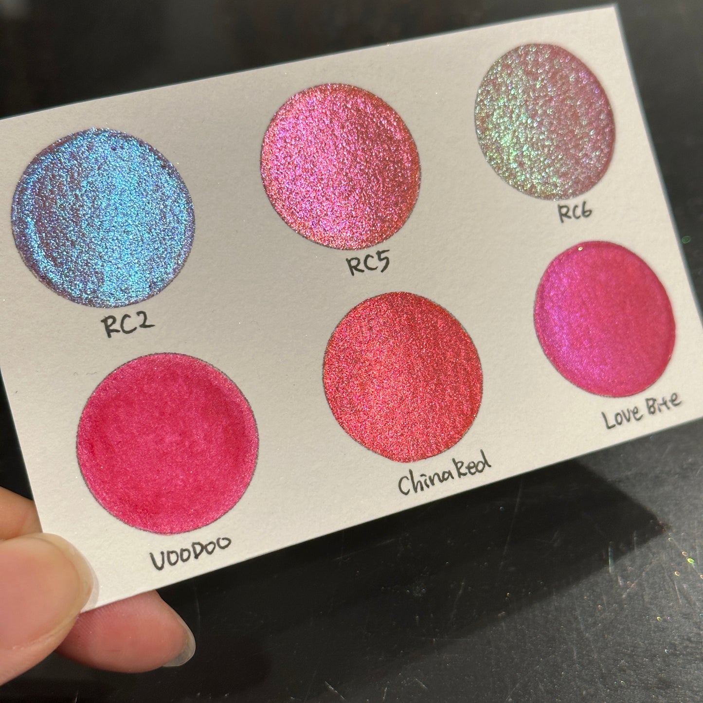 Red set Handmade Shimmer Metallic Chameleon Colorshift Watercolor Paint Half By iuilewatercolors