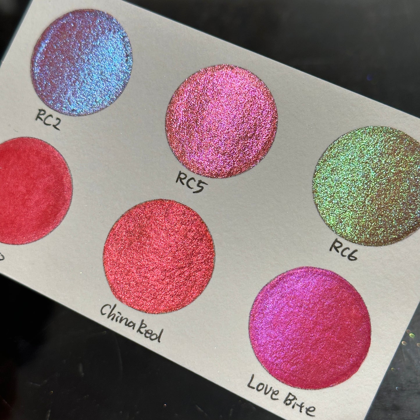 Red set Handmade Shimmer Metallic Chameleon Colorshift Watercolor Paint Half By iuilewatercolors