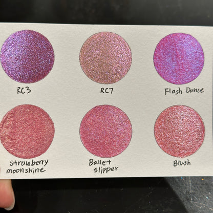 Pink set Handmade Shimmer Metallic Chameleon Colorshift Watercolor Paint Half By iuilewatercolors