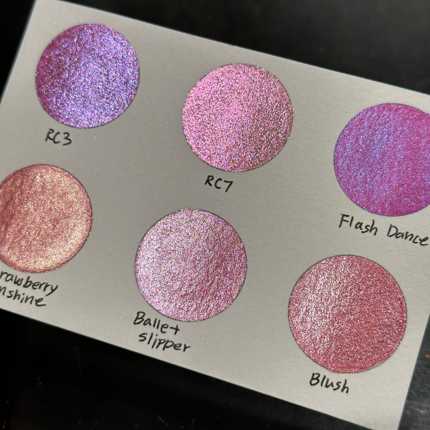 Pink set Handmade Shimmer Metallic Chameleon Colorshift Watercolor Paint Half By iuilewatercolors