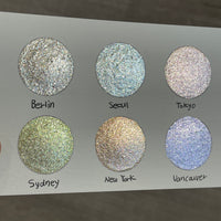 The City Set Half Pan Handmade Shimmer Metallic Sparkle Watercolor Paints by iuilewatercolors