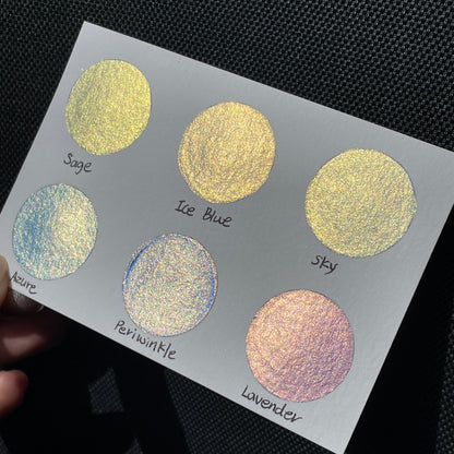 Blue Gold set watercolor paints Half pans