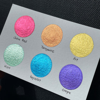 Rainbow1 set Handmade Shimmer Metallic Watercolor Paint Half By iuilewatercolors