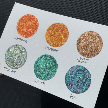 Halloween2021 Dot Card Handmade Chrome Super Color Shift Shimmer Watercolor Paints by iuilewatercolors