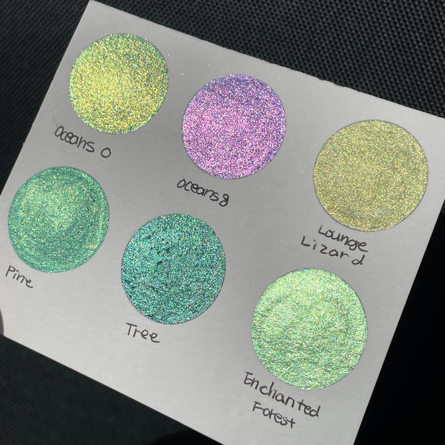 Green set Handmade Shimmer Metallic Chameleon Colorshift Watercolor Paint Half