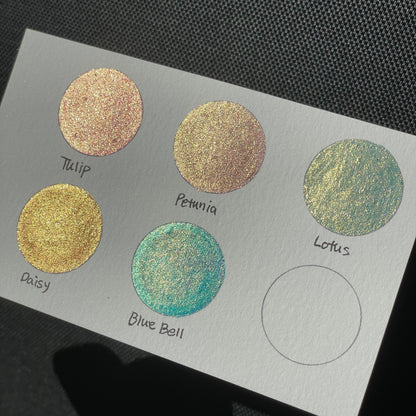 Flower Field Dot Card Handmade Chrome Super Color Shift Shimmer Watercolor Paints by iuilewatercolors